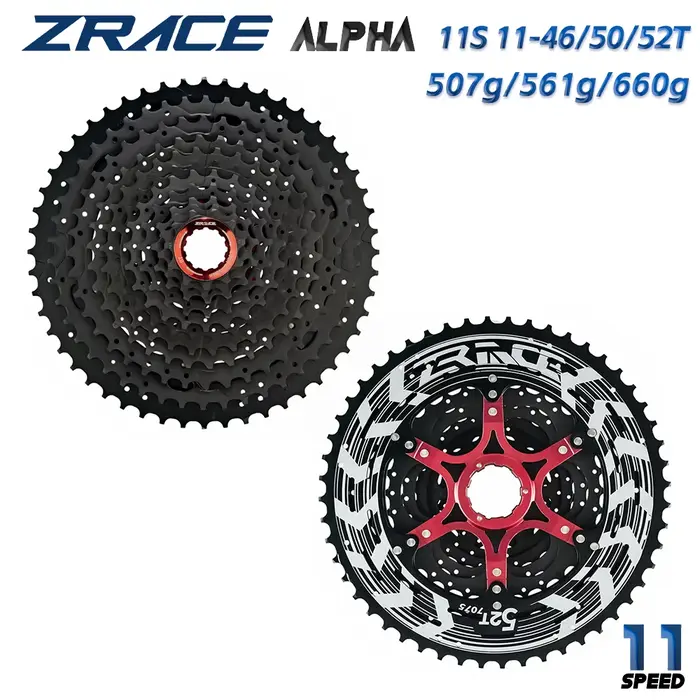 Cassette VTT légère Alpha 11s ZRACE 11-46T 50T 52T noir - Roue libre 11 vitesses vélo montagne