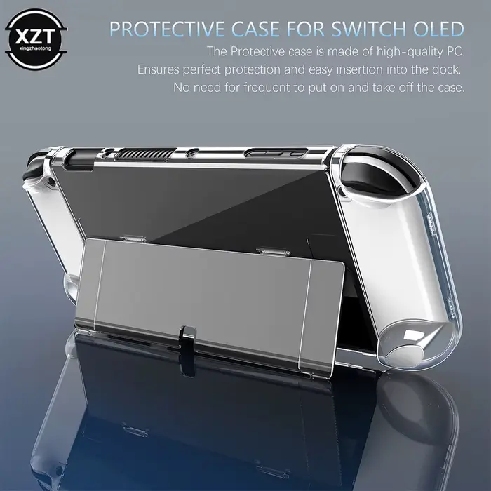 Coque de protection en cristal pour Nintendo Switch OLED, étui rigide Transparent, station d'accueil