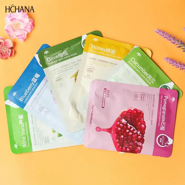 30 pièces Fruits frais masques faciaux soins de la peau du visage hydratant raffermissant hydratant 