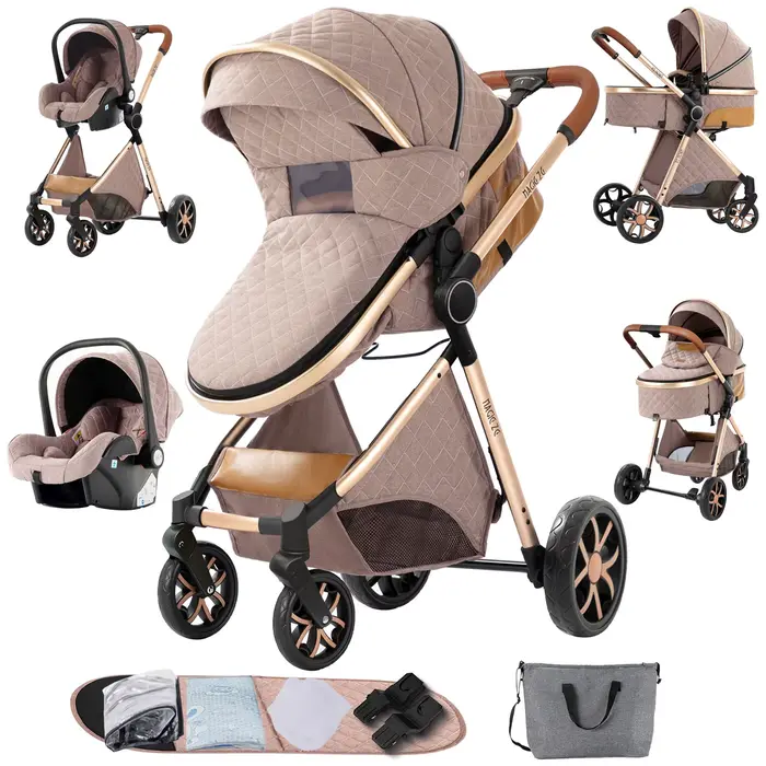 Système de voyage pour poussette 3 en 1, landau chaud avec panier de couchage, poussette légère pour