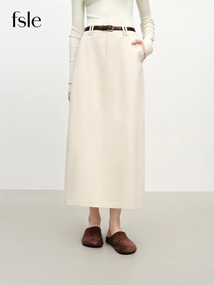 FSLE – jupe droite Extra longue en coton pour femmes, nouveau Style avec ceinture, pour les déplacem