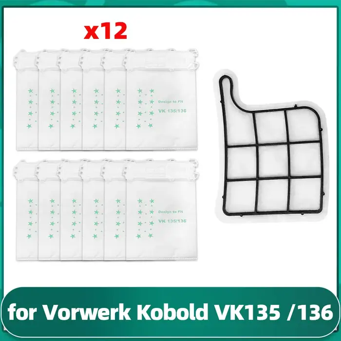 Sac à poussière pour aspirateur Vorwerk Kobold VK135 /136, filtre de Protection du moteur, accessoir