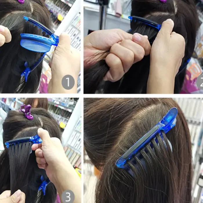 Clips de séparation faciles/vitesse, Clips de séparation de couleur bleue pour Extension de cheveux