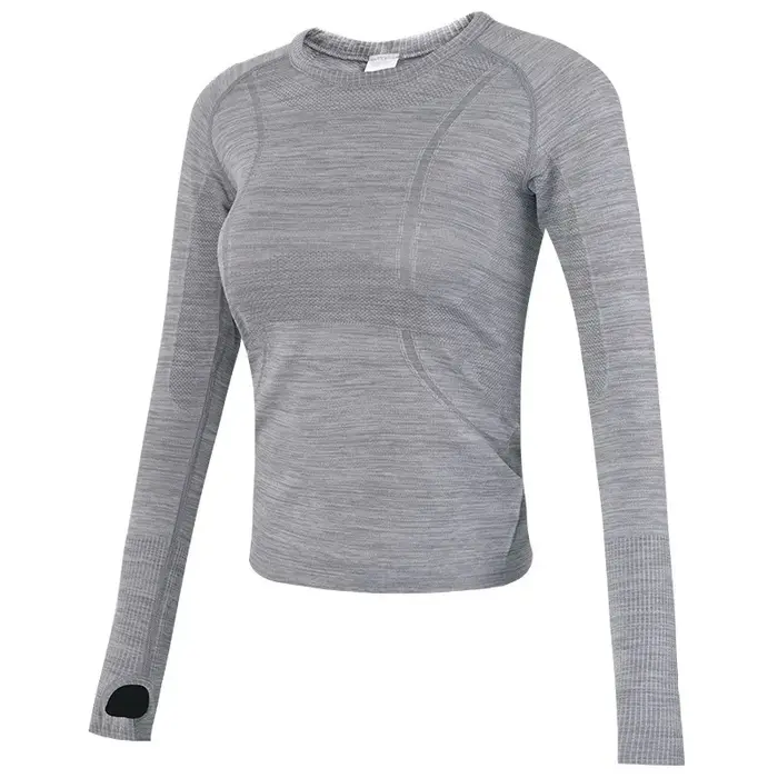 Vêtements de Yoga pour femmes, hauts de sport, col rond, sans couture, Slim, chemise de course, Fitness, entraînement, manches longues, t-shirt de gymnastique, hiver
