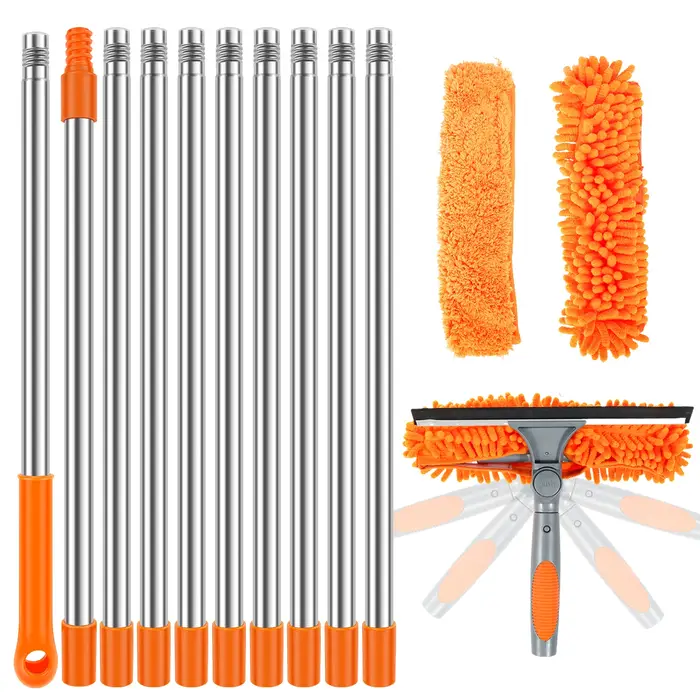Kit de nettoyage de vitres étendu 100-420CM, 2 en 1, nettoyeur de raclette de verre Double face, vad