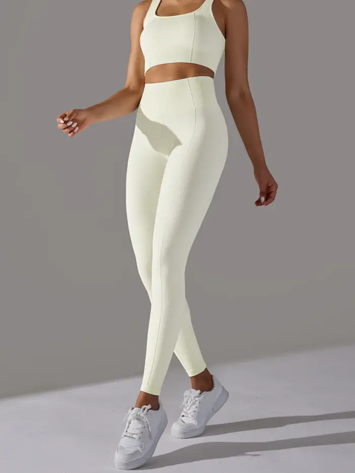 Pantalon de yoga de sport jacquard à pois de golf taille haute sans couture et levage des hanches