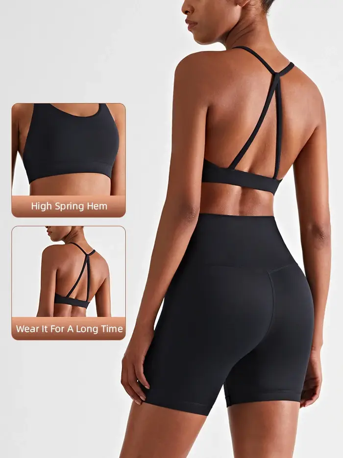 Ensemble short yoga femme 2024 - Gilet antichoc taille haute respirant ajusté sexy
