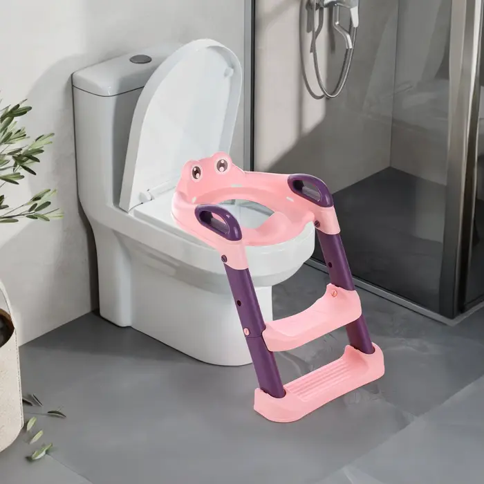 Siège de toilette pour enfants avec escalier, entraîneur de toilette pliable réglable en hauteur, pu