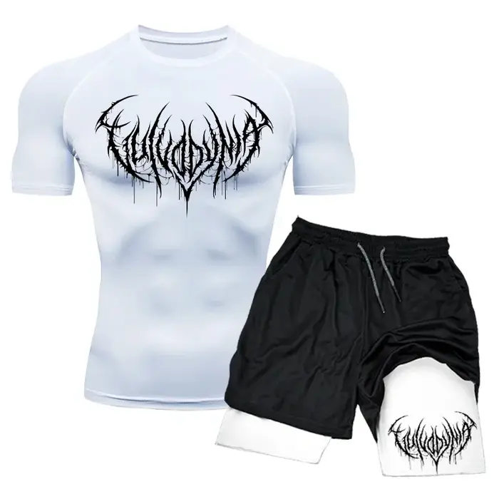 Ensemble t-shirt et short de compression pour homme, maillot moulant à séchage rapide, survêtement d