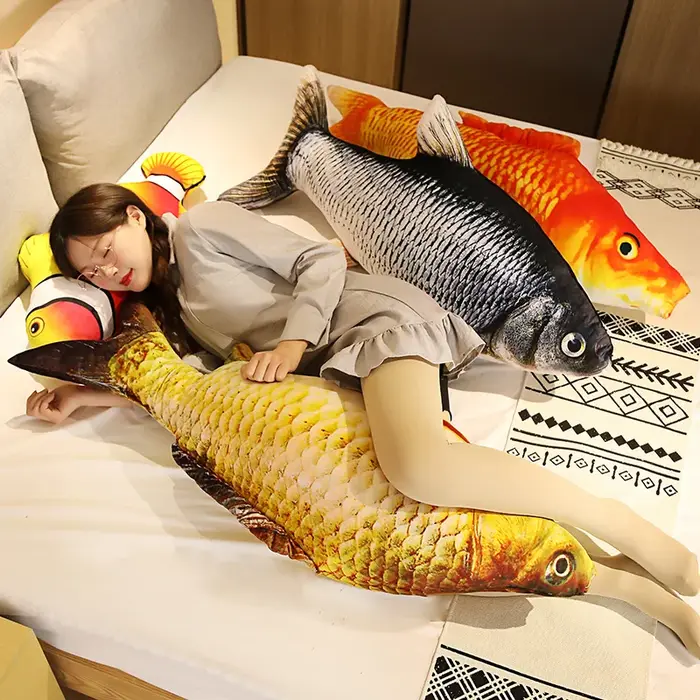 Jouets en peluche de poisson doré de Simulation 3D 30-120cm, 1 pièce, Animal doux en peluche, carpe,