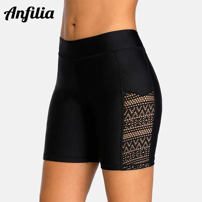 Anfilia – maillot de bain taille haute en dentelle ajouré pour femmes, short de bain