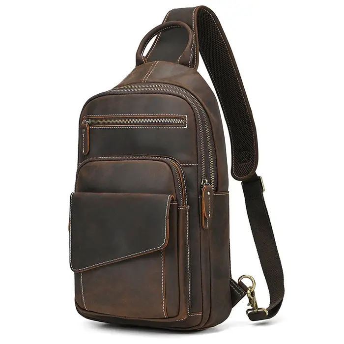 Newsbird – sac à bandoulière en cuir de vache souple pour homme, sacoche de poitrine en cuir véritab