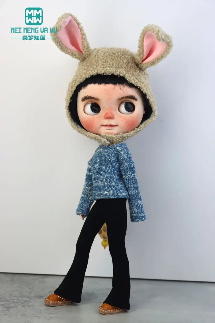 Vêtements de poupée Blyth, 1 pièce, oreilles de lapin, chapeau en peluche multicolore pour Blyth, Az