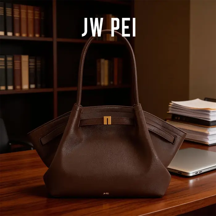 Sac à bandoulière vintage brun foncé JW PEI, sac fourre-tout en cuir vegan pour femmes, sac à main d