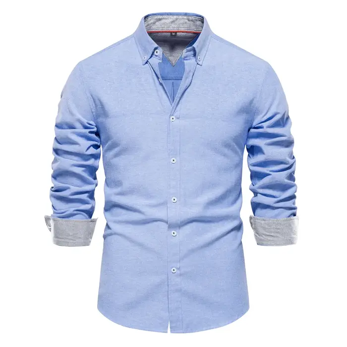 AIOPESON 2023 nouveau automne coton hommes Oxford chemise à manches longues boutonné affaires social