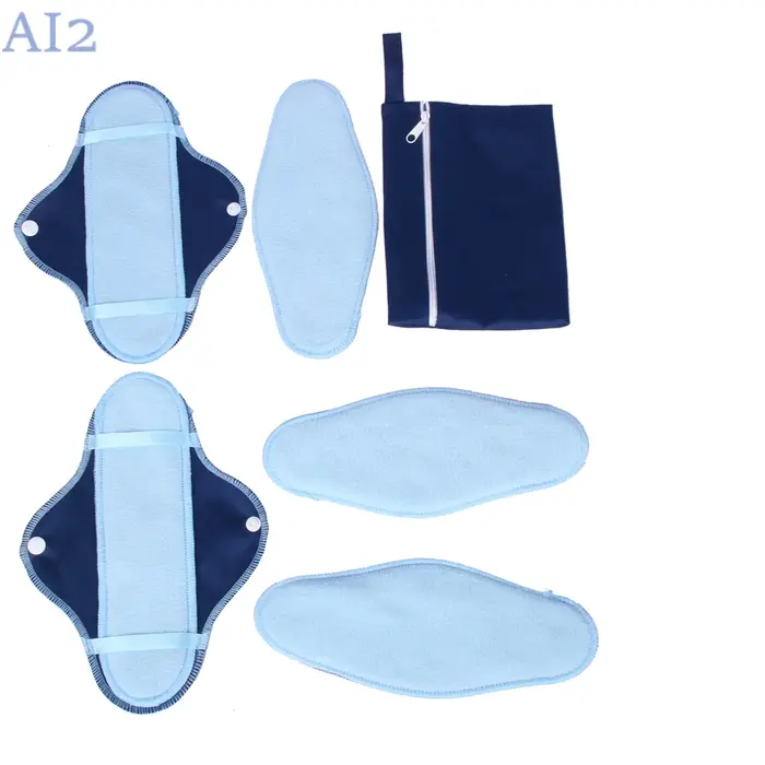 Ensemble de serviettes hygiéniques super absorbantes réutilisables, tampons menstruels doux et lavab