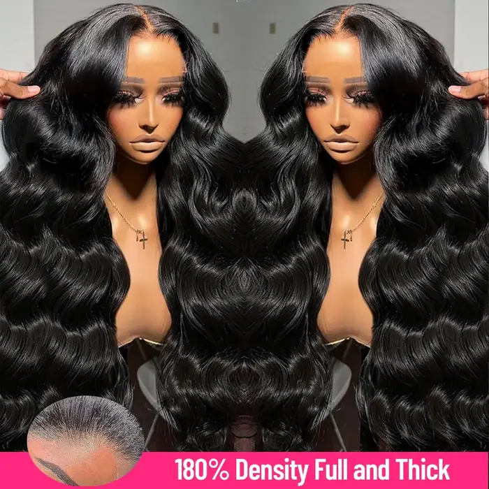 Perruque Lace Front Wig Body Wave naturelle sans colle, cheveux humains, pre-plucked MeltSkins, 6x4,