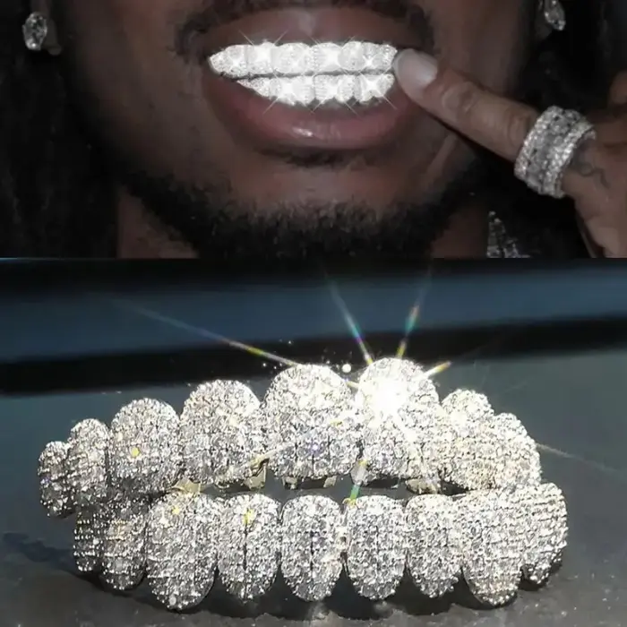 RACHELZ Hip Hop 10/10 glacé CZ pierre dents Grillz Punk rappeur cubique zircone dent casquettes pour