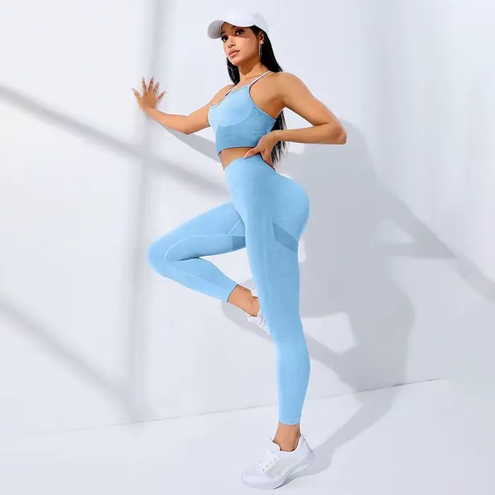 Ensemble de Yoga et Fitness pour femmes, 2 pièces, vêtements de sport respirants sans couture, souti