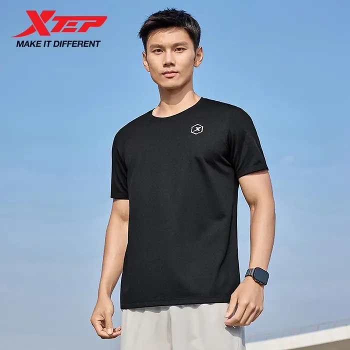 T-shirt sportif Xtep manches courtes pour hommes 2025 - Haut respirant à séchage rapide pour entraînement et extérieur