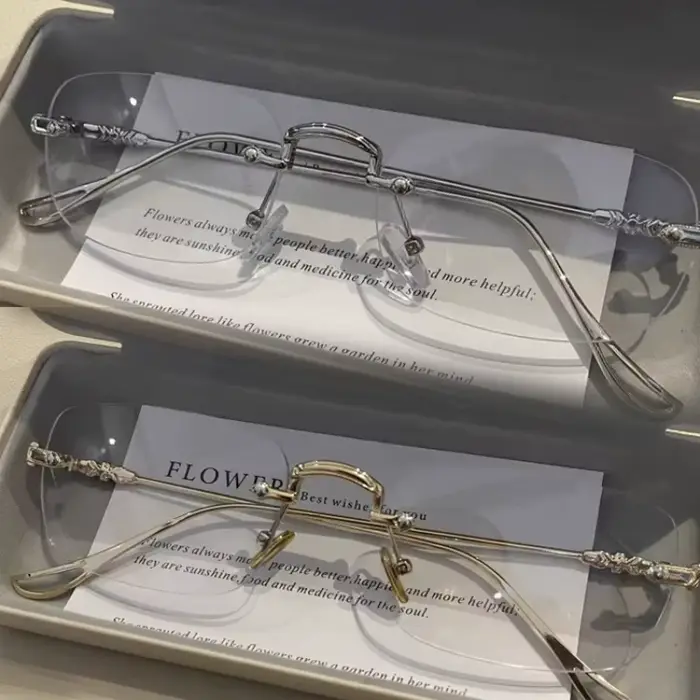 Lunettes carrées sans bords Anti-lumière bleue pour femmes et hommes, monture argentée d'été, lunett