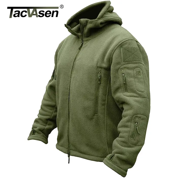 TACVASEN Veste polaire à capuche pour homme automne hiver chaud fermeture éclair complète randonnée 