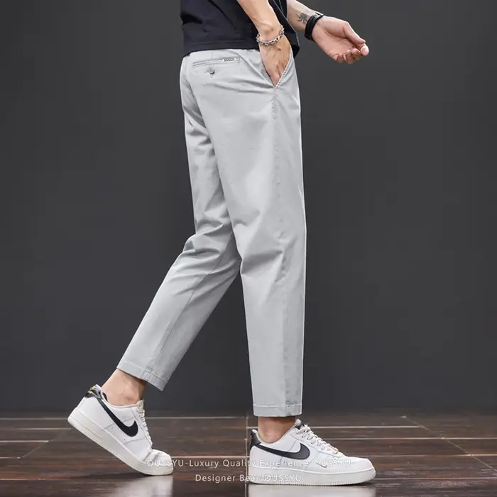 Pantalon décontracté d'été pour homme en coton (98 %) longueur cheville