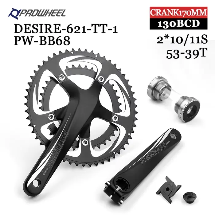 PROWHEEL vélo de route creux Double pignons pédalier 170mm 53-39T 50-34T manivelle plateau pédalier 