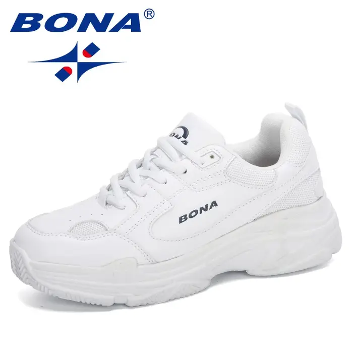 BONA nouveaux créateurs baskets blanches femmes chaussures plates vulcaniser chaussures femme décont