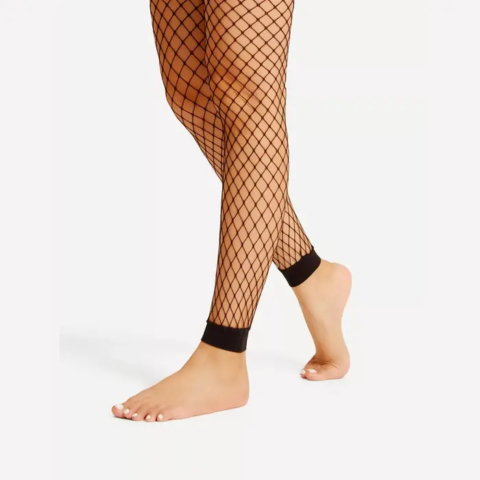 1 paires de chaussettes en maille à neuf points pour femmes, chaussettes Sexy en résille creuse, Leg