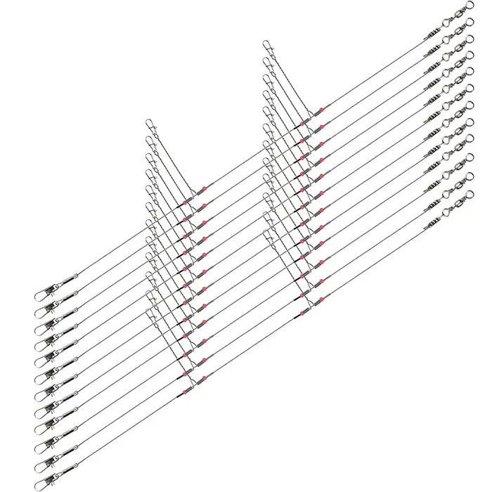 Fil de pêche en acier inoxydable avec connecteur à pression à percussion, outil de pêche, 12 pièces