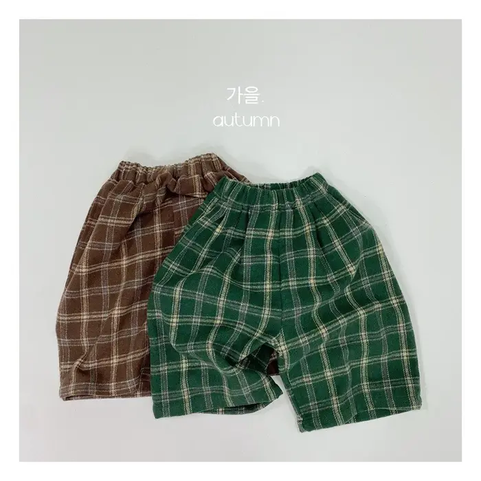 Pantalon à Carreaux pour Garçon, Tissu Tissé, Jambes Larges, Court, à la Mode, Printemps Automne