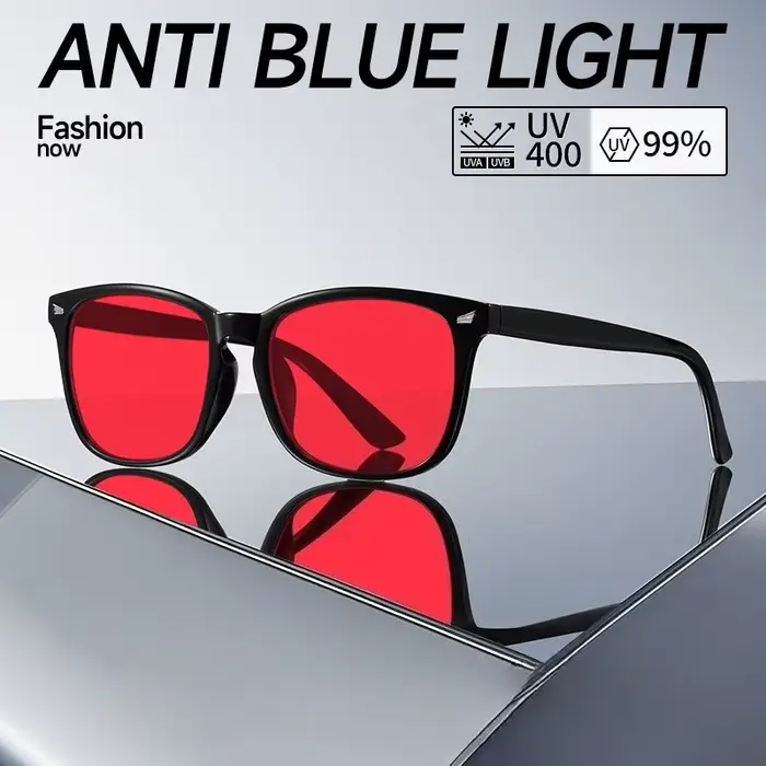 VIVIBEE classique rouge lentille bleu lumière bloquant lunettes carré hommes meilleur sommeil Anti f
