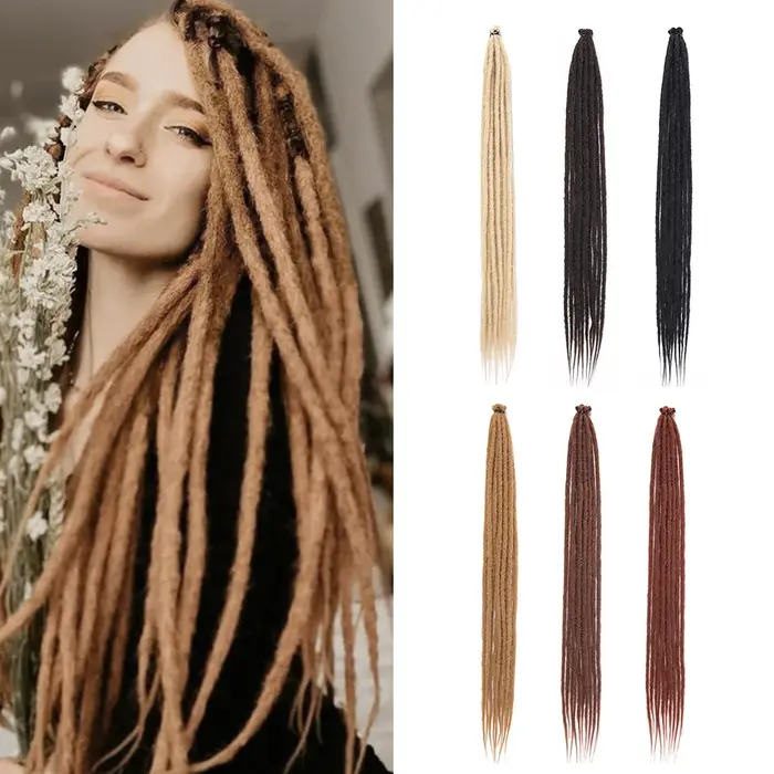 Extensions de Dreadlock synthétiques 10 racines/paquet Hippie dreads à une extrémité Ombre Loc Exten