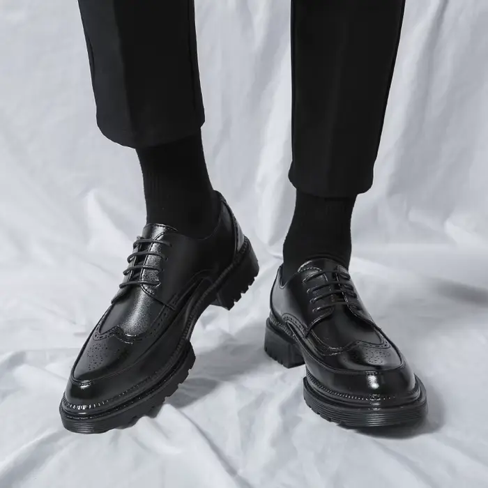 Chaussures en cuir à lacets pour jeunes hommes, chaussures d'affaires formelles, chaussures de maria