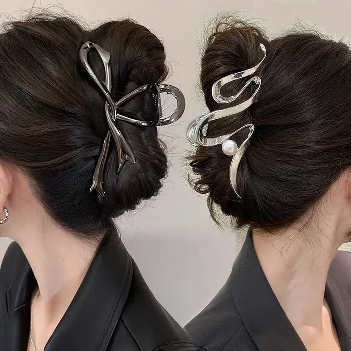 Pince à cheveux en métal punk pour optique, liquide, motif irrégulier, barrettes, accessoire antidér