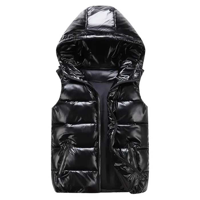 Gilet à capuche classique homme/femme/enfant hiver à capuche gilet en coton brillant gilet décontrac