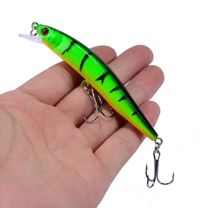1 pièces leurre de pêche méné 95mm 8g flottant appât dur Wobbler Jig appât manivelle carpe bar rayé 