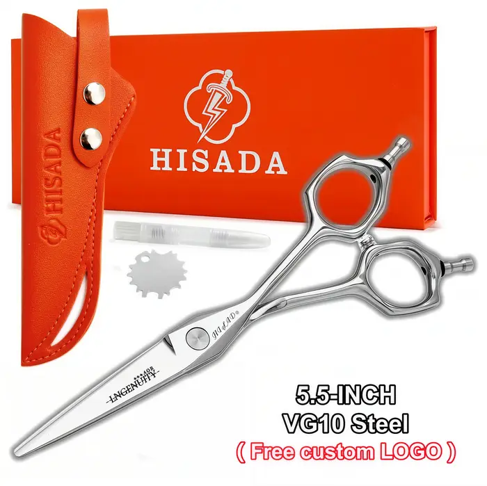 Ciseaux de barbier HISADA, ciseaux à cheveux multifonctionnels de 5,5 pouces, acier japonais VG10, c