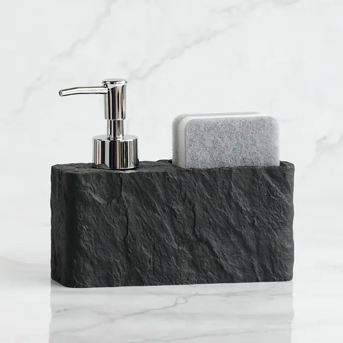 Distributeur de savon avec éponge pour évier de cuisine et salle de bain, distributeur de savon liqu