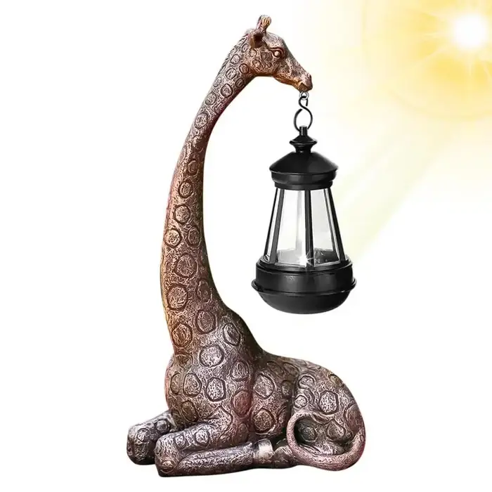 Statue de jardin en forme de girafe, lumière solaire mignonne, Figurine d'animal, lanterne, Sculptur