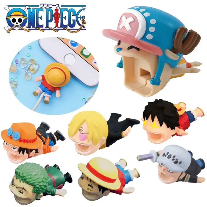 Anime une pièce câble de données de téléphone manchon de protection dessin animé Zoro Chopper Luffy 