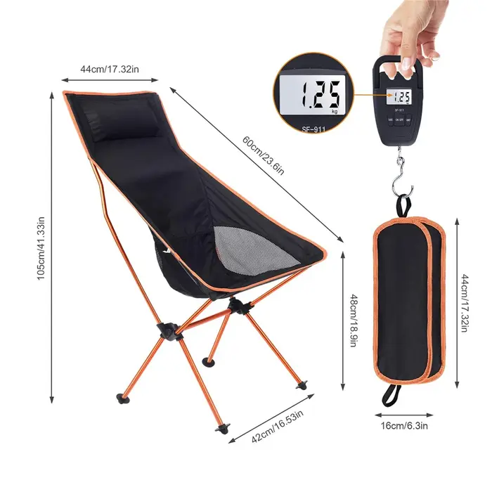 Chaise de Camping Portable en plein air, siège de Camping pliable et allongé en tissu Oxford pour pê