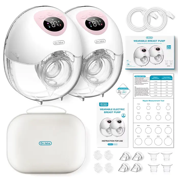 MAMIJOY 2 pièces tire-lait électrique portable 4 Modes 36 niveaux d'aspiration silencieux anti-fuite