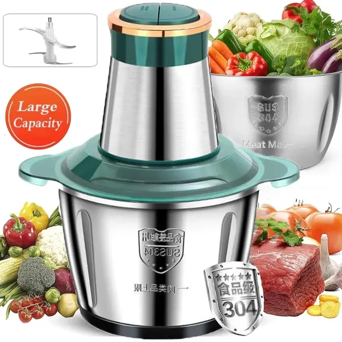 Hachoir à viande multifonctionnel, robot culinaire domestique, hachoir à viande électrique en acier 