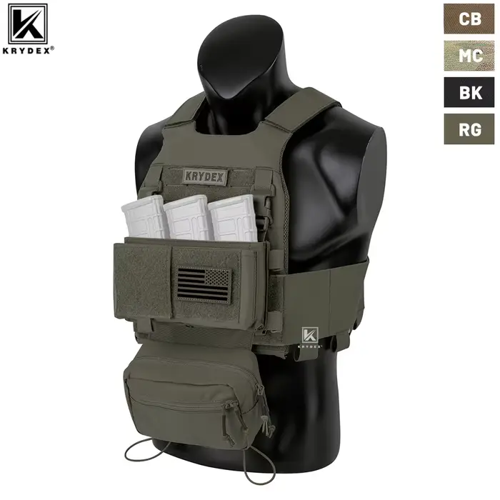 KRYDEX – gilet tactique porte-plaque lisse à basse visibilité, avec ceinture élastique, Micro combat