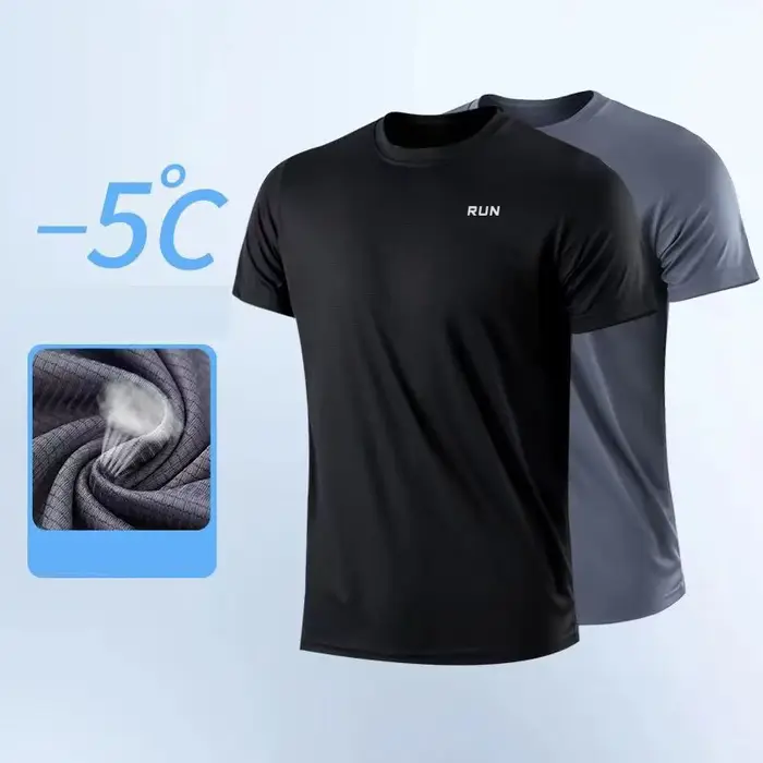 T-Shirt à manches courtes pour hommes, séchage rapide, course à pied, évacuation de l'humidité, col 