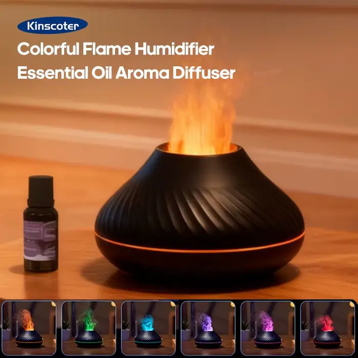 KINSCOTER diffuseur d'arôme volcanique lampe à huile essentielle 130ml USB humidificateur d'air Port