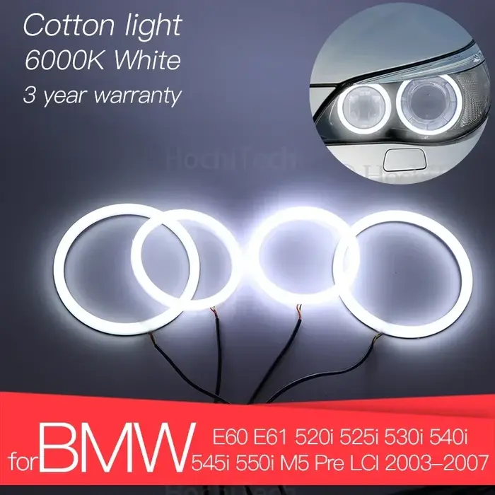 Kit yeux d'ange LED de haute qualité, anneau blanc en coton pour BMW E60 E61 520i 525i 530i 540i 545