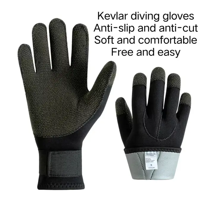Gants de plongée en Kevlar de 3mm, résistants aux coupures, garde au chaud, noirs, pour la pêche sou